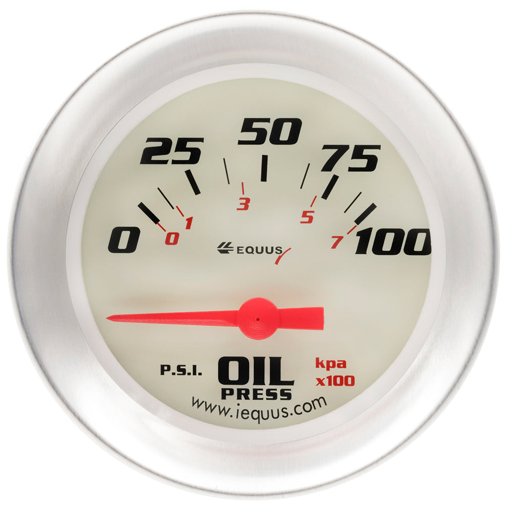 EQUUS E8464 Oil Pressure Gauge 2-5/8 Inch Diameter 0-100 psi Black Face