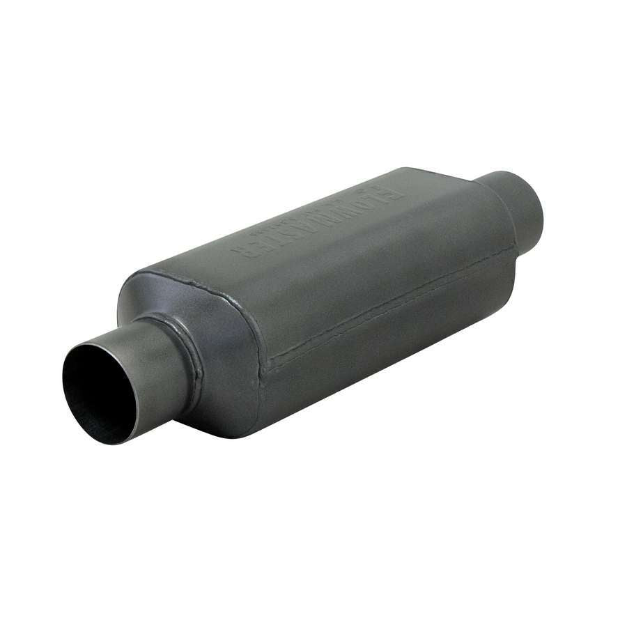 Flowmaster Hushpower II Resonator Part Number 12512409, 2.5 Inch Inlet and Outlet, 12 Inch Length, Stainless Steel with Black Paint Finish