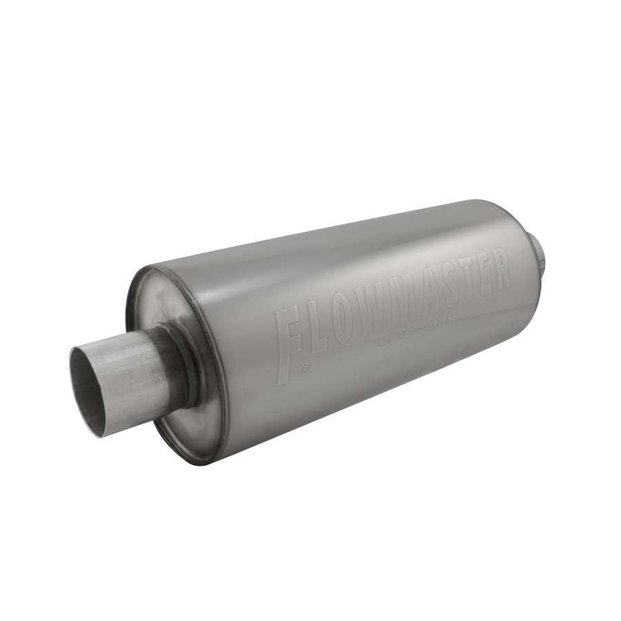 Flowmaster DBX Muffler Part Number 13014310, 3 Inch Inlet and Outlet, 14 Inch Diameter, 20 Inch Length, Stainless Steel