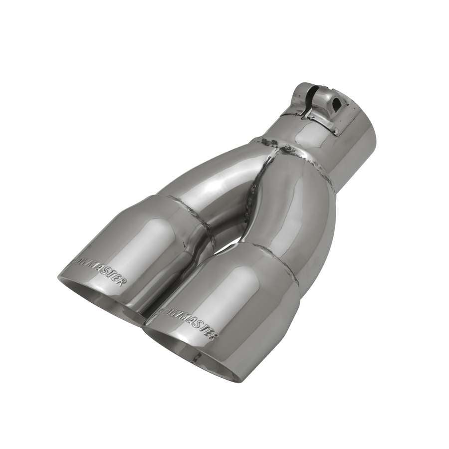 Flowmaster 15390 Exhaust Tip Embossed Logo Polished, 2.5 Inch Inlet, Dual 3 Inch Outlets, 10 Inch Length, Double Wall Stainless Steel
