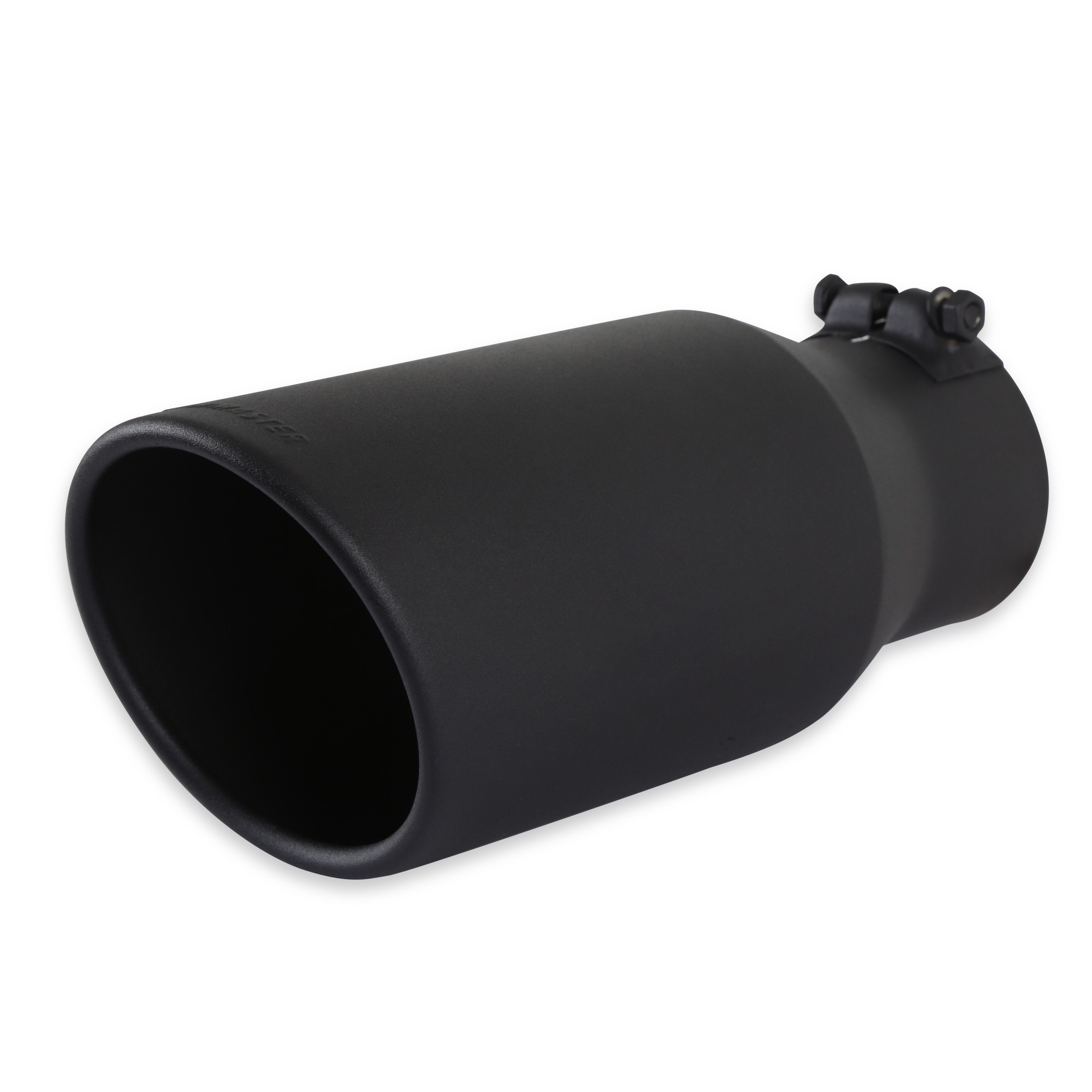 Flowmaster Part 15405B Stainless Steel Exhaust Tip with Black Ceramic Coating, 3.5 Inch Inlet, 5 Inch Round Outlet, 12 Inch Length, Double Wall, Rolled Edge, Angled Cut