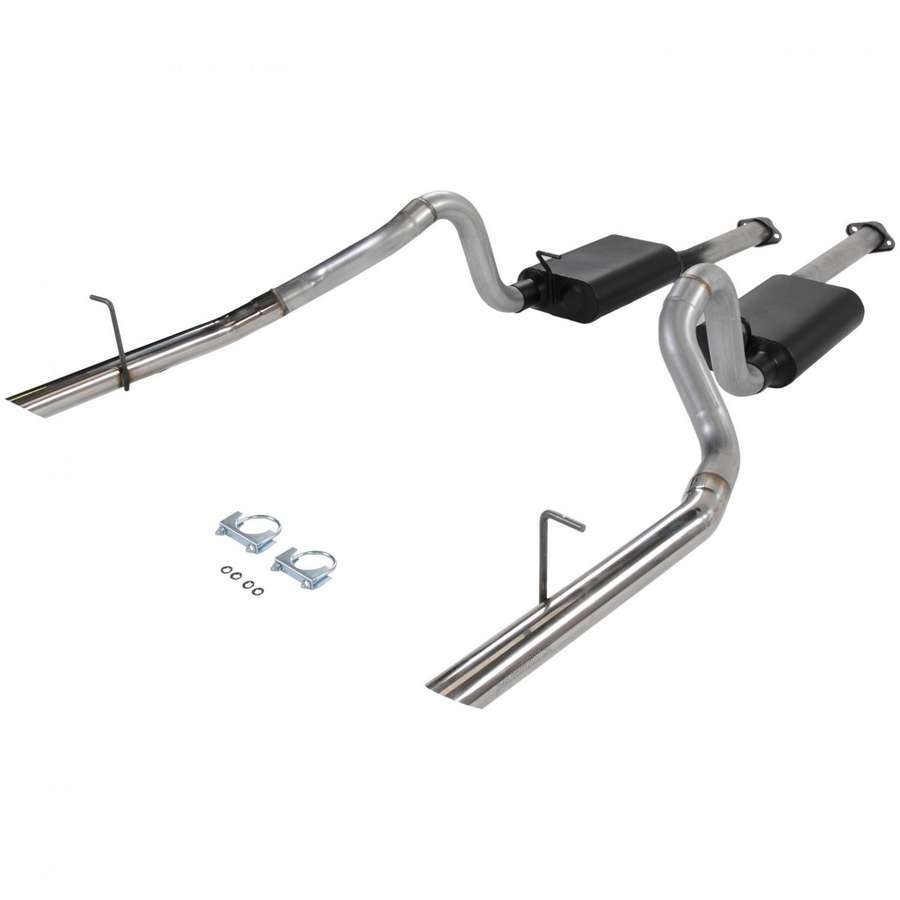 Flowmaster 17212 American Thunder Cat-Back Exhaust System for Ford Mustang 1994-1997 with 2.5 Inch Dual Rear Exit and Polished Tips