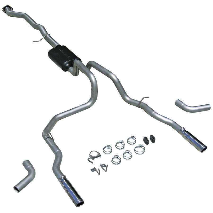 Flowmaster 17428 American Thunder Cat-Back Exhaust System for GM LS-Series Trucks, 3 Inch Diameter, Dual Rear Exit with Polished Tips