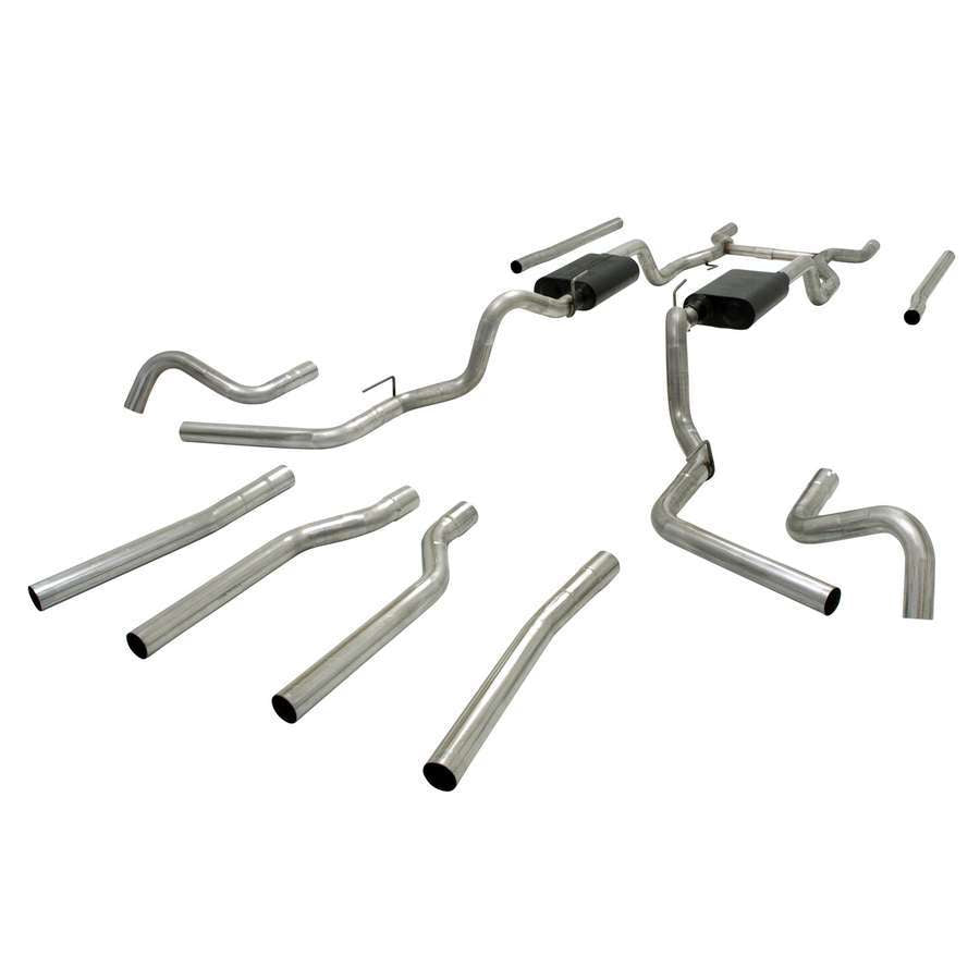 Flowmaster 17654 American Thunder Crossmember Back Exhaust Kit for GM C10 Trucks 1967-1972 with 2.5-inch Exhaust Pipe and Tips