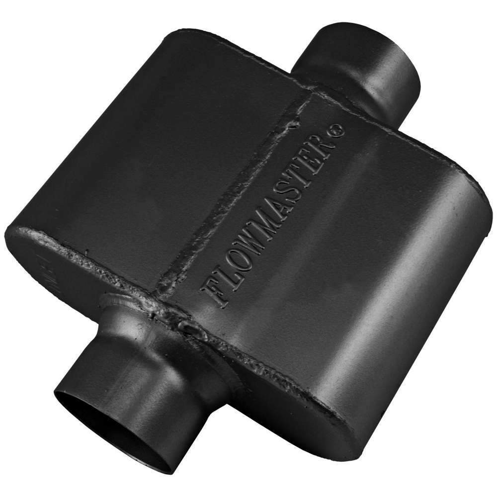 Flowmaster 325108 10 Series Delta Force Race Muffler with 2.5-Inch Inlet and Outlet, Oval Steel Body, Black Finish