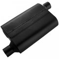 Flowmaster 42443 40 Series Performance Muffler with 2.25 Inch Offset Inlet and Outlet, Oval Steel Body, Black Finish