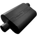 Flowmaster 42542 40 Series Muffler with 2.5 Inch Center Inlet and Offset Outlet, Steel, Black Finish