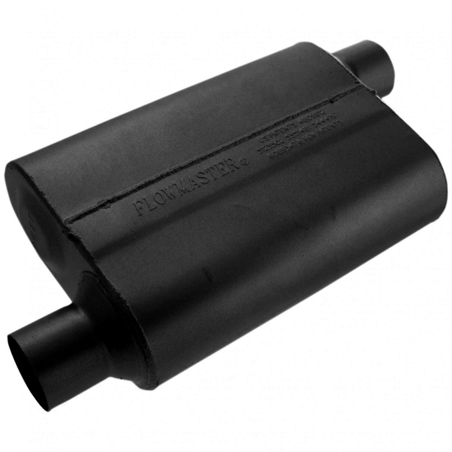 Flowmaster 42543 40 Series Performance Muffler with 2.5 Inch Offset Inlet and Outlet in Oval Steel Body