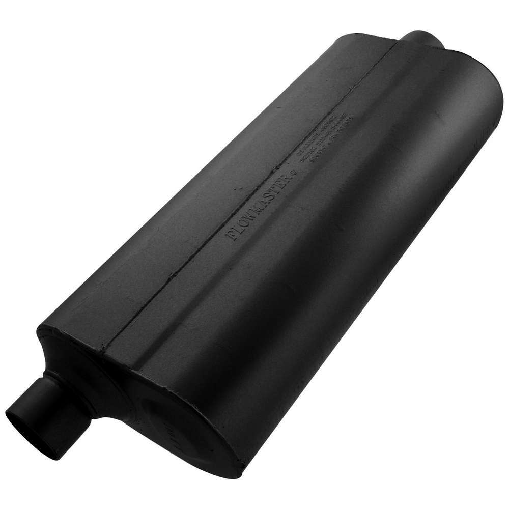 Flowmaster 52571 70 Series Hi-Performance Muffler with 2.5 Inch Offset Inlet and Center Outlet, 22 x 10 x 5 Inch Oval Steel Body, Black Finish