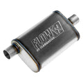 Flowmaster FlowFX Muffler 71225 with 2.25 Inch Offset Inlet and Center Outlet, 14 x 9 x 4 Inch Oval Stainless Body