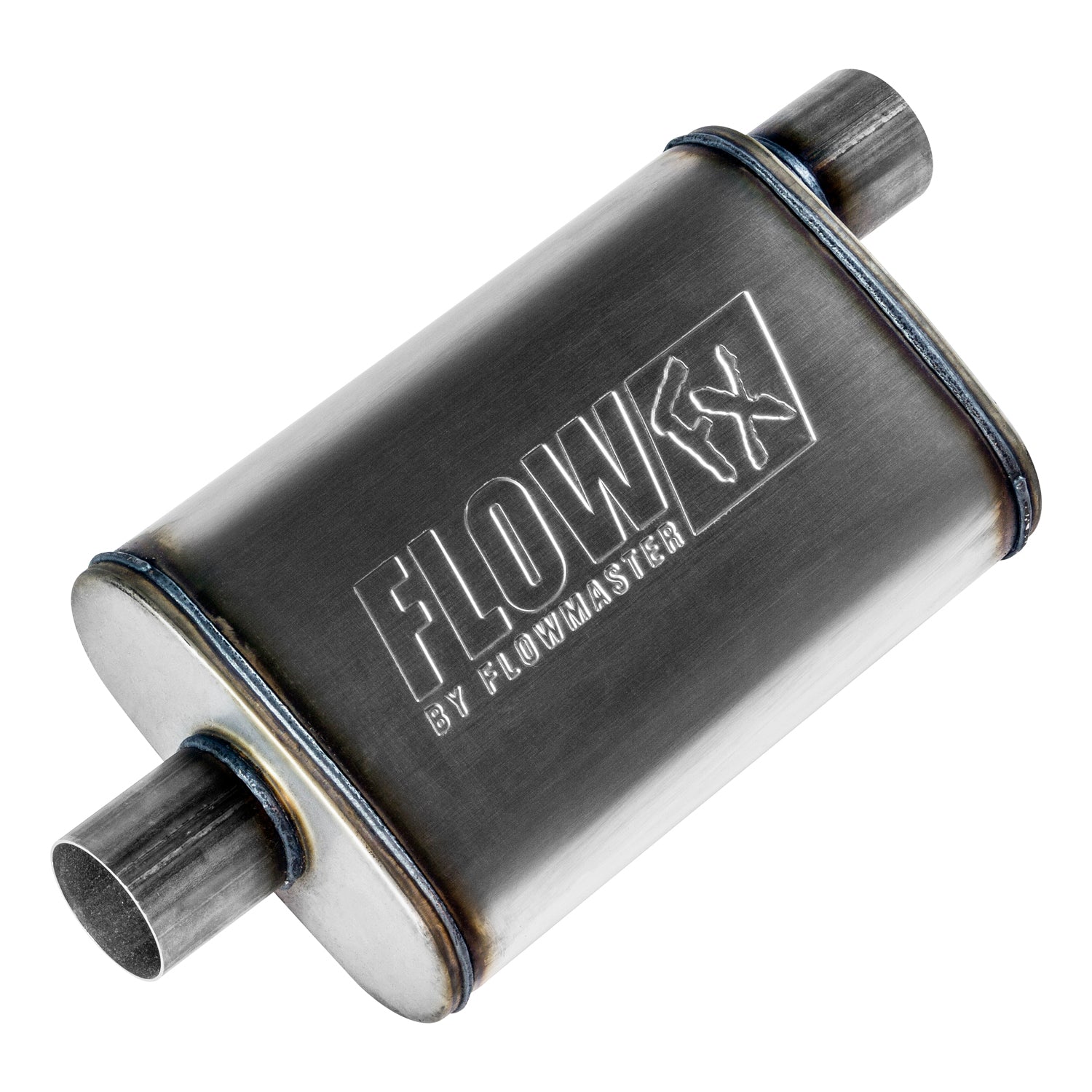 Flowmaster FlowFX Muffler 71226 with 2.5 Inch Offset Inlet and Center Outlet, Stainless Steel, 20 Inch Length