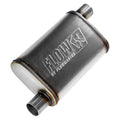 Flowmaster FlowFX Muffler 71235 with 2.25 Inch Offset Inlet and Outlet, Reversible Stainless Steel Oval Body