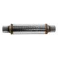 Flowmaster Flow FX Round Muffler Part 71416, 2.5 Inch Center Inlet and Outlet, 14 Inch Diameter, 20 Inch Length, Stainless Steel