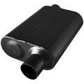 Flowmaster 8042543 40 Series Stainless Steel Muffler with 2.5 Inch Offset Inlet and Outlet, Oval Body, Black Finish