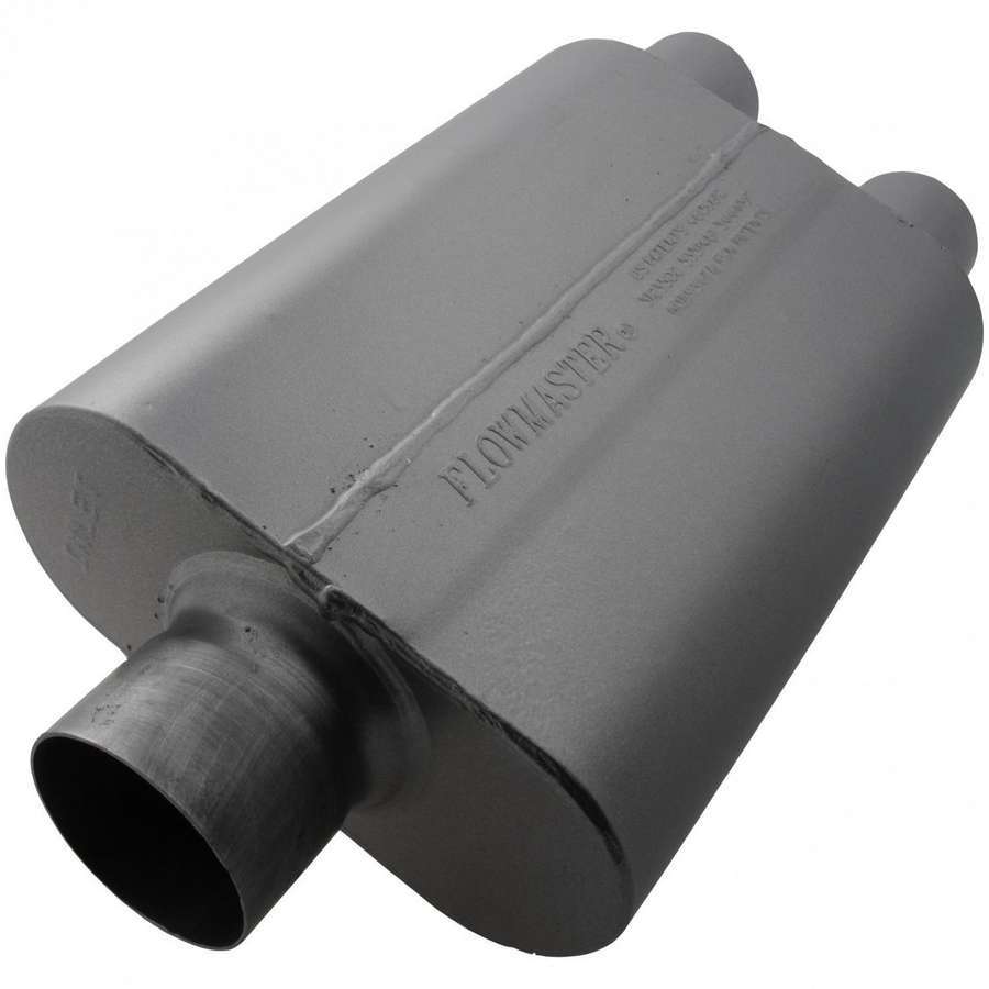 Flowmaster 80430402 40 Series Stainless Steel Muffler with Black Finish, 3-Inch Center Inlet and Dual 2.5-Inch Outlets