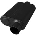 Flowmaster 8043041 40 Series Stainless Steel Muffler with Black Paint Finish, 3 Inch Offset Inlet and Center Outlet, Oval Body, 19 Inch Length