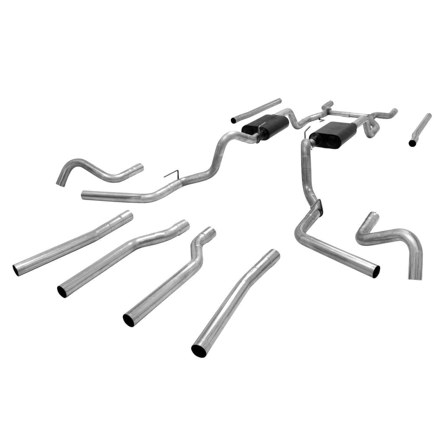 Flowmaster 817654 American Thunder Header-Back Exhaust Kit for GM Fullsize Trucks 1967-1972, 2.5 Inch Tailpipe and Tips, Stainless Steel