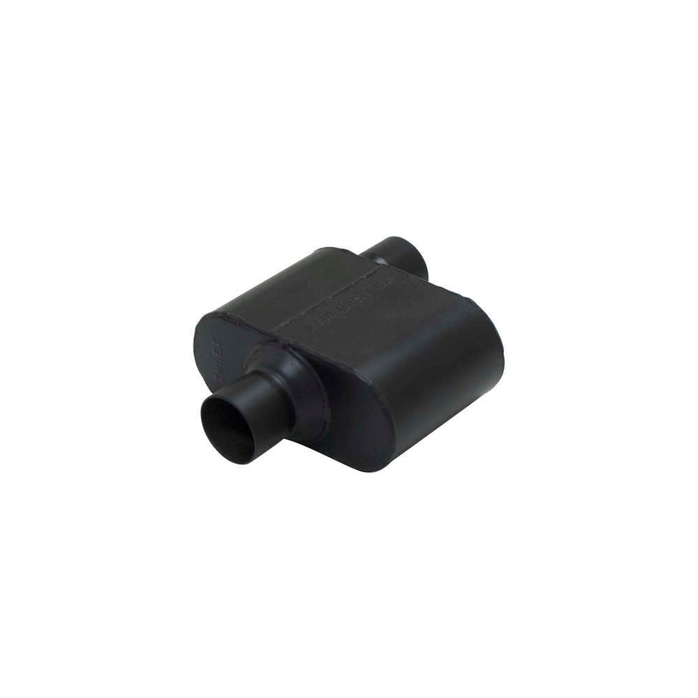Flowmaster Super 10 Series Muffler Part 842512, 2.5 Inch Inlet and Outlet, Oval Steel Body, Black Finish