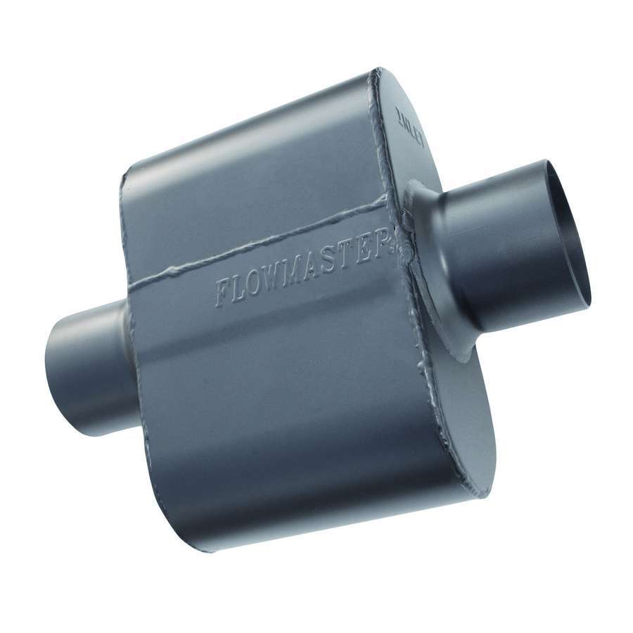 Flowmaster Super 10 Series Muffler Part Number 842515, 2.5-Inch Inlet and Outlet, 6.5 x 9.5 x 4 Inch Oval Stainless Steel with Black Paint Finish