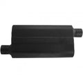 Flowmaster 842553 50 Series S/S Delta Flow Muffler with 2.5 Inch Offset Inlet and Outlet, 17 x 9.75 x 4 Inch Oval Body, Stainless Steel with Black Paint Finish