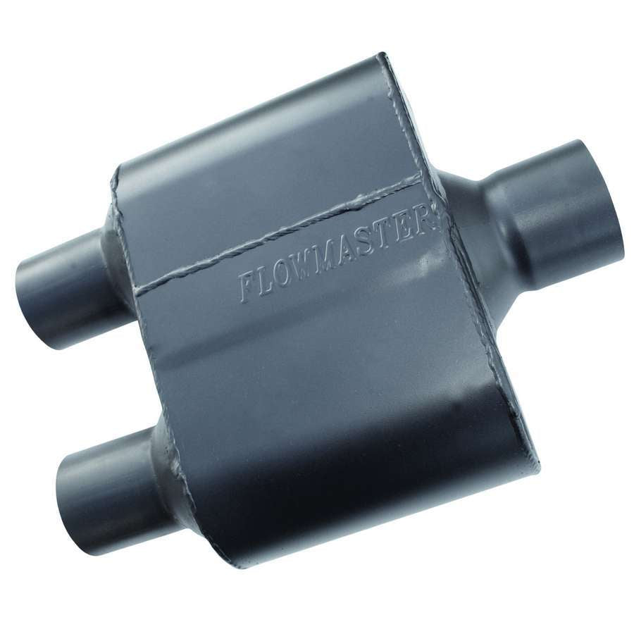 Flowmaster Super 10 Series Muffler 3 Inch Center Inlet Dual 2.5 Inch Outlets Stainless Steel Black Finish