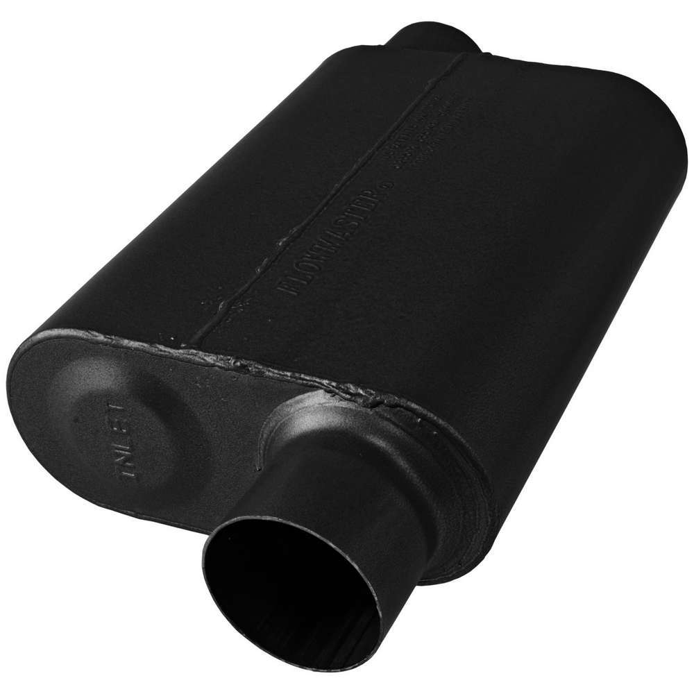 Flowmaster Super 44 Series Muffler Part 843048 with 3 Inch Offset Inlet and Outlet, 13 x 9.75 x 4 Inch Oval Stainless Steel Body