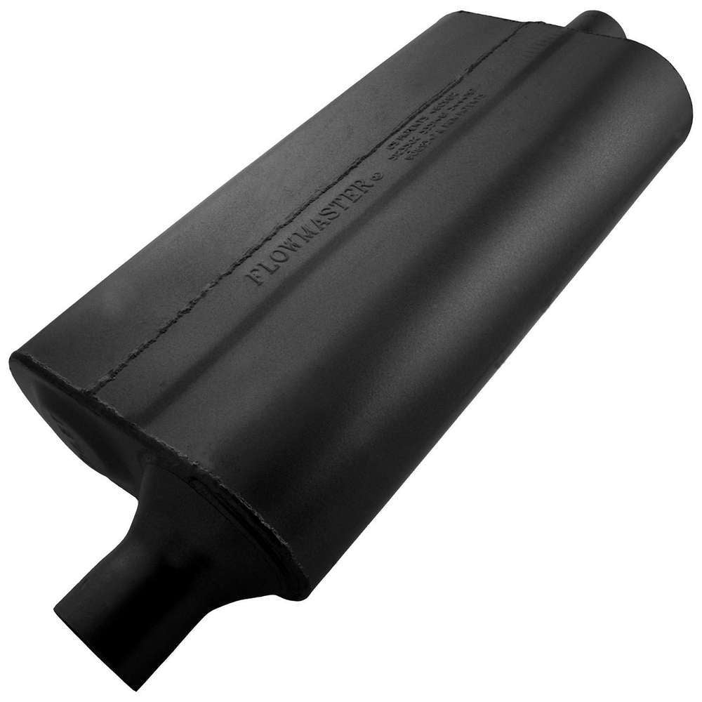Flowmaster 942051 50 Series Delta Flow Muffler with 2 Inch Offset Inlet and Center Outlet, Steel, Black Finish