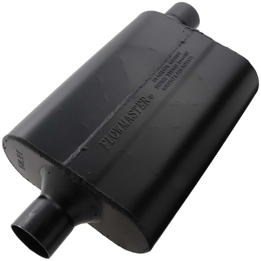 Flowmaster 942447 Super 44 Series Muffler with 2.25 Inch Inlet and Outlet, Oval Steel Body, Black Finish