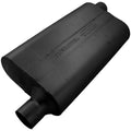 Flowmaster 942453 50 Series Delta Flow Muffler with 2.25 Inch Offset Inlet and Outlet, Oval Steel Body, Black Finish
