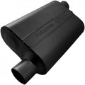 Flowmaster 942543 40 Series Delta Flow Muffler with 2.5 Inch Offset Inlet and Outlet, Oval Steel Body, Black Finish