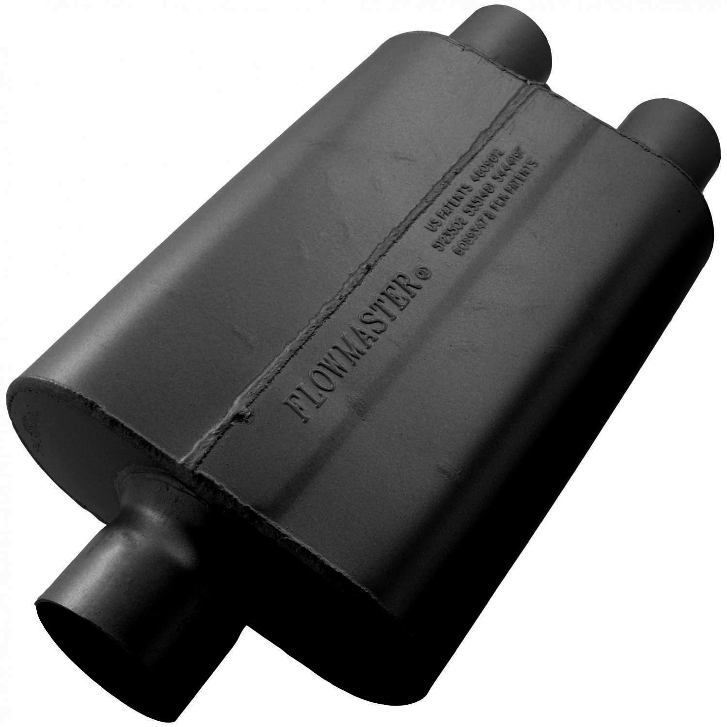 Flowmaster 9430402 40 Series Delta Flow Muffler with 3-Inch Center Inlet and Dual 2.5-Inch Outlets