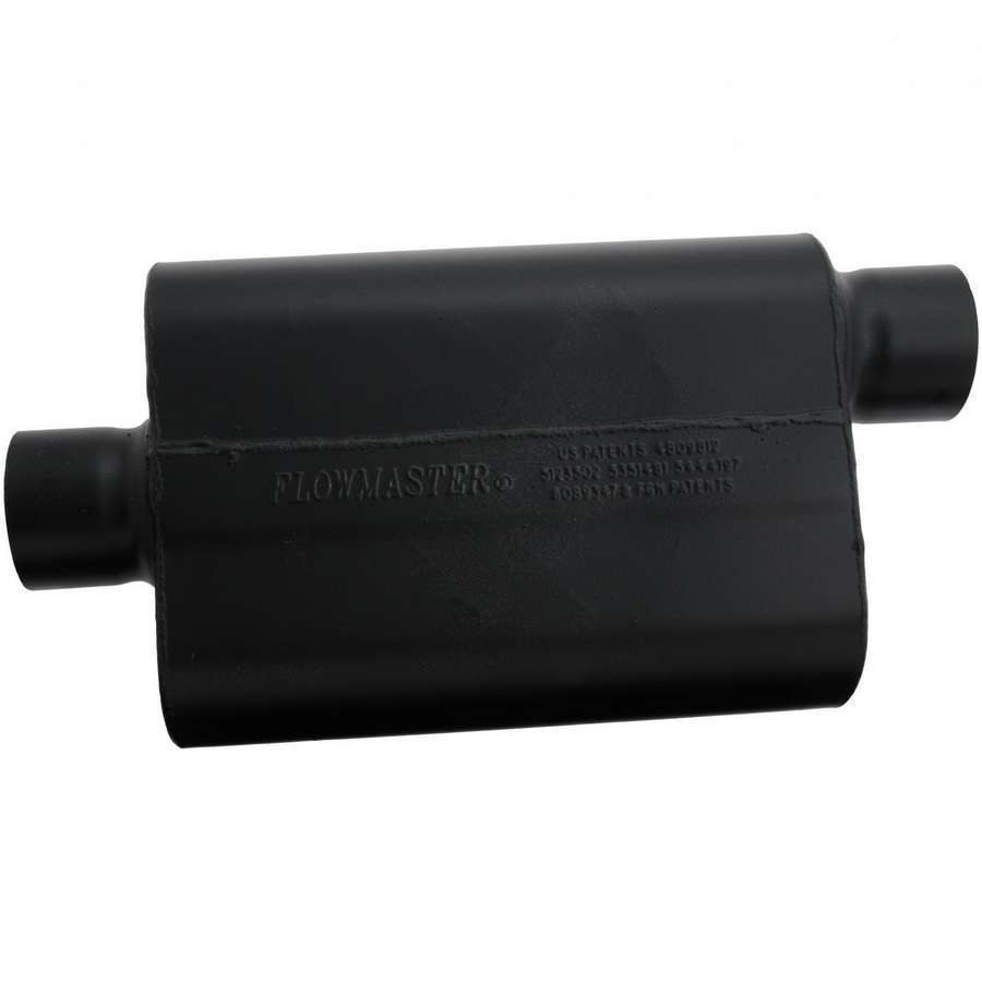 Flowmaster Super 44 Series Muffler Part 943047 with 3 Inch Center Inlet and 3 Inch Offset Outlet, 13 x 9.75 x 4 Inch Oval Steel Body