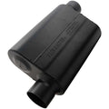 Flowmaster Super 44 Series Muffler Part Number 943048 with 3-inch Offset Inlet and Outlet, Steel, Black Finish, 19-Inch Length