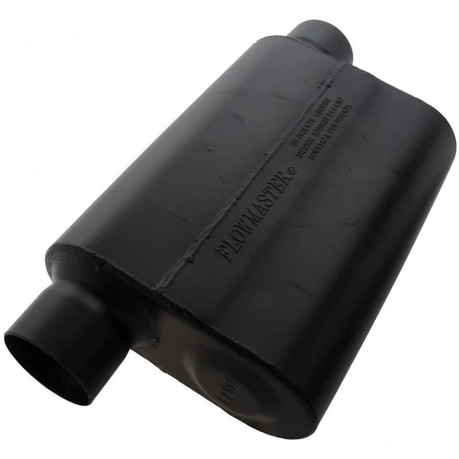 Flowmaster Super 44 Series Muffler Part #943049 with 3 Inch Offset Inlet and Outlet, Steel, Black Finish