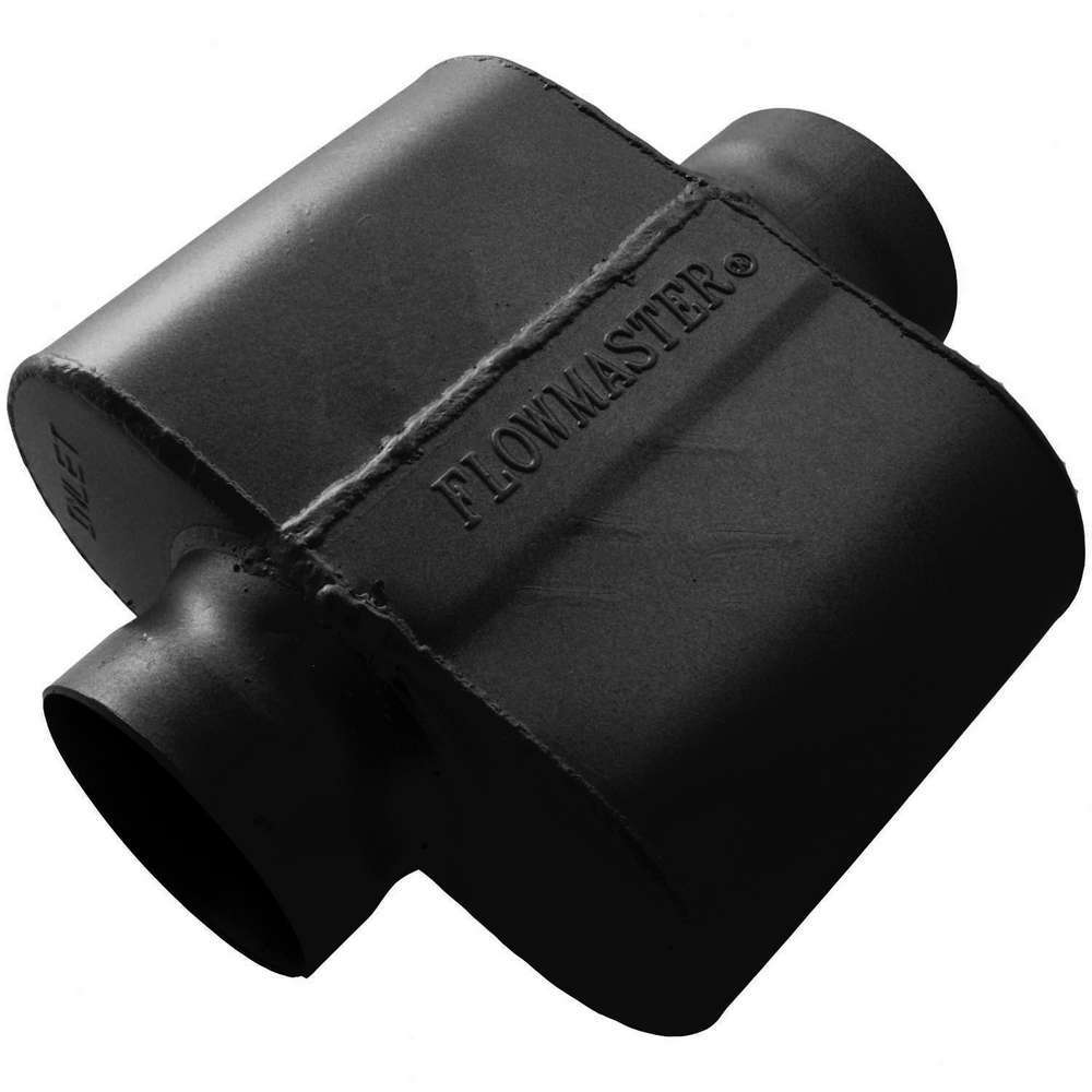 Flowmaster 9435109 10 Series Delta Flow ASA Muffler with 3.5 Inch Inlet and Outlet, Oval Steel Body, Black Finish