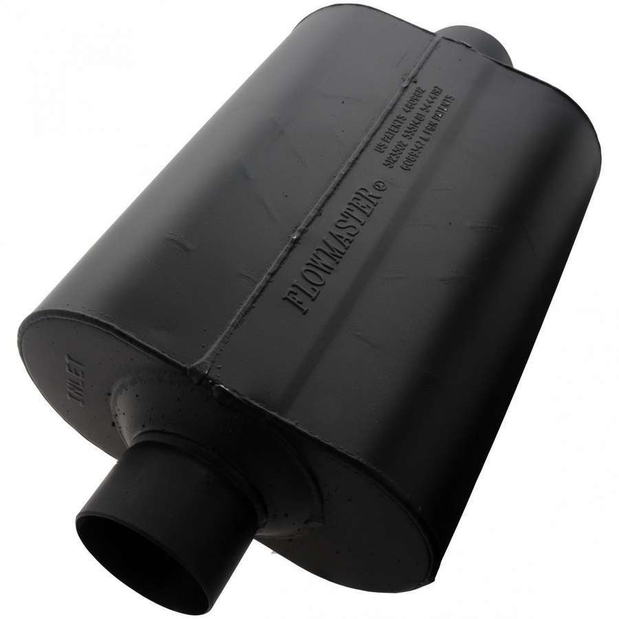 Flowmaster Super 40 Series Muffler Part #953045 with 3-Inch Center Inlet and Outlet, Oval Steel Body, Black Finish