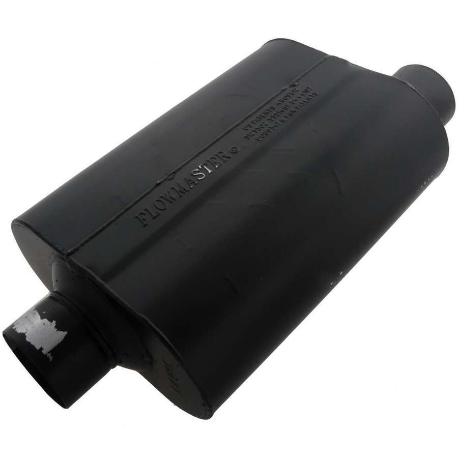 Flowmaster Super 40 Series Muffler Part Number 953047 with 3 Inch Inlet and Outlet, 13.5 Inch Length, Steel Construction, Black Finish