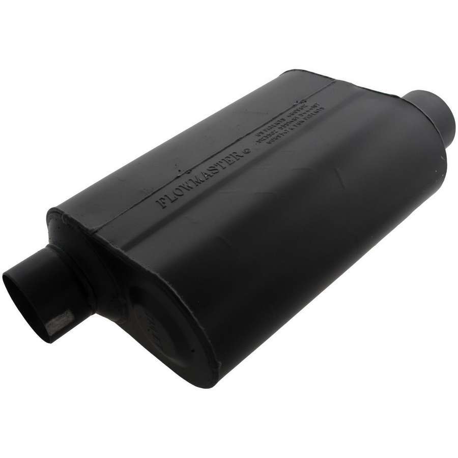 Flowmaster Super 40 Series Muffler Part 953048 with 3 Inch Offset Inlet and Outlet, Steel, Black Finish, 19.5 Inch Length