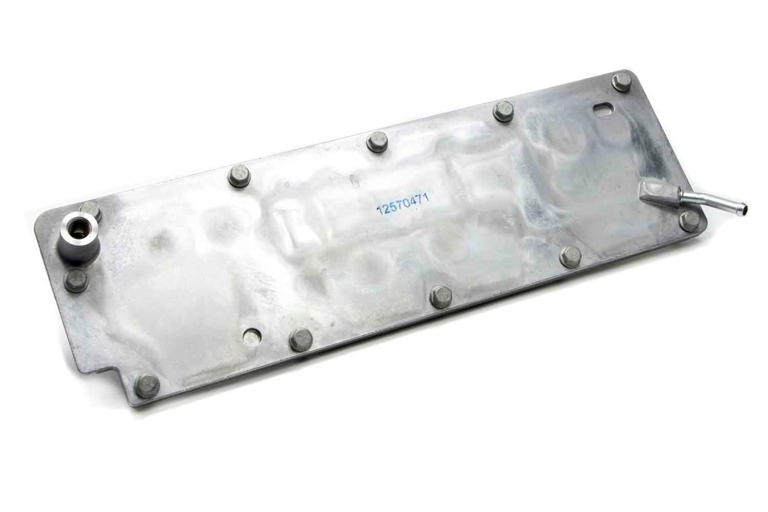Chevrolet Performance LS Series Valley Cover with 3/8 Inch Hose Barb Breather and O-Rings, Aluminum, Natural Finish