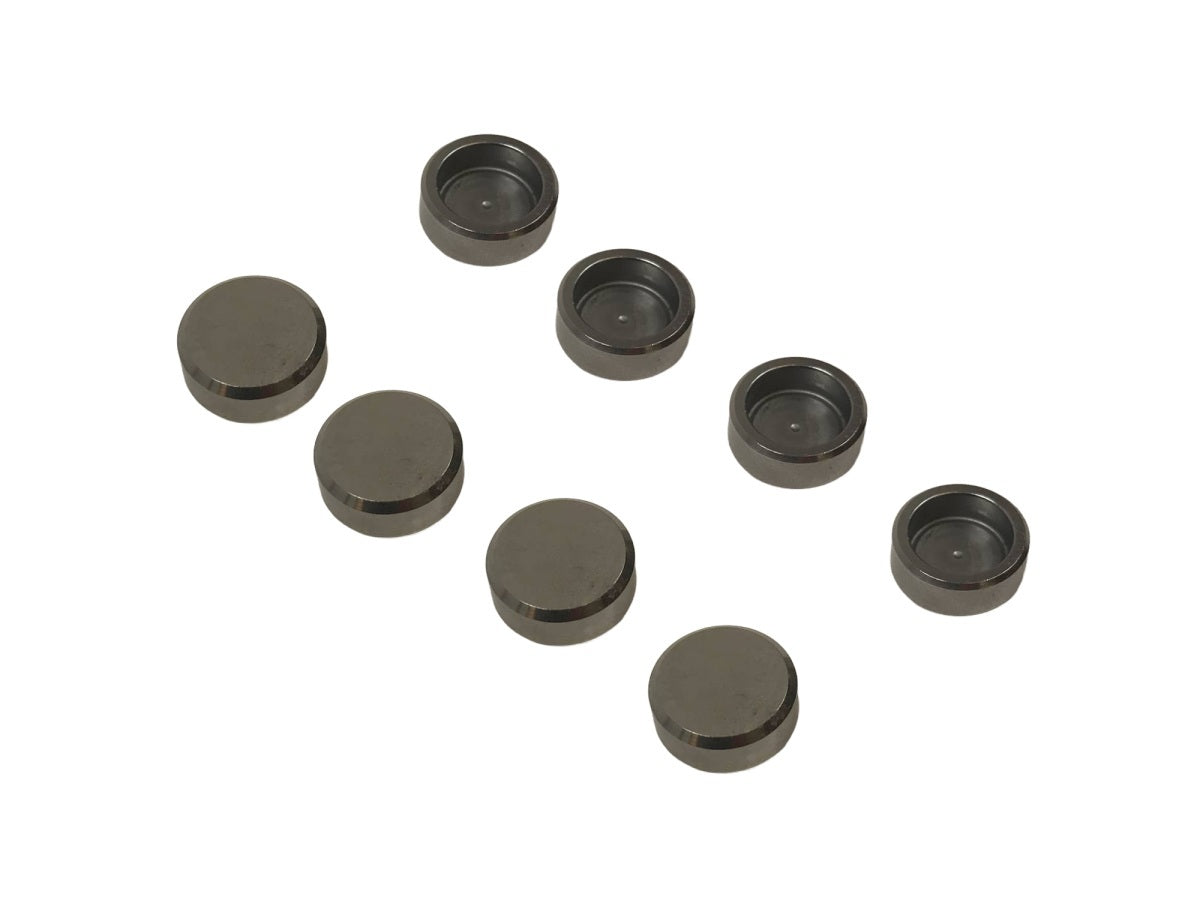 Chevrolet Performance Valve Lash Caps Set of 8 for 5/16 Inch Valve Stems, 0.080 Inch Thickness, Steel, Natural Finish