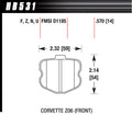 Hawk Brake HB531N.570 HP Plus Front Brake Pads for Chevrolet Corvette 2006-2013