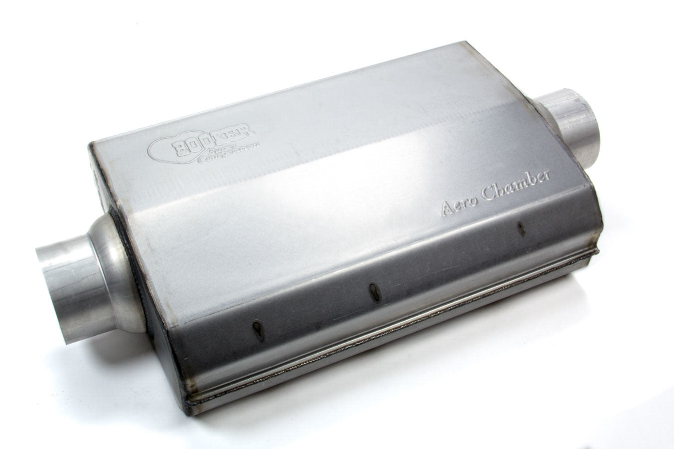 Hooker Aero Chamber Muffler 21506HKR, 3-Inch Center Inlet and Outlet, Steel, Oval Body, 17 Inches Long