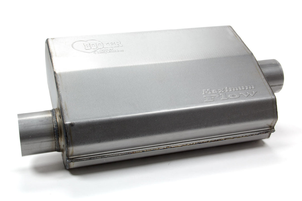 Hooker 21602HKR Max Flow Muffler with 2.5 Inch Offset Inlet and Center Outlet, Steel, Oval Body