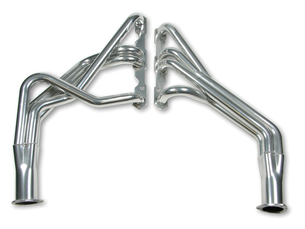 Hooker 2458-1HKR Competition Full Exhaust Headers for Small Block Chevy, 1.625 Inch Primary Tubes, 3 Inch Collector, Steel, Silver Ceramic Finish, 1955-1957 Chevy Fullsize Car Pair