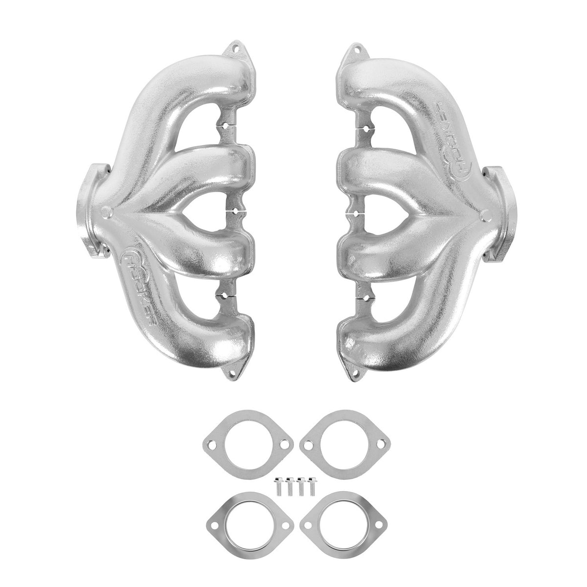 Hooker BHS5189 Exhaust Manifold Set for GM LT-Series Center Dump with 2.5-Inch Outlet and Silver Ceramic Coating