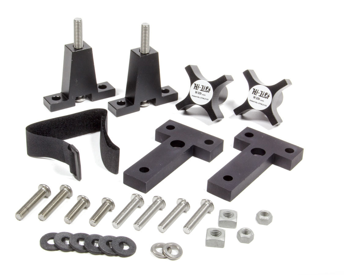 Hi-Lift HM-825 Hood Mount Floor Jack Mount for Jeep Wrangler TJ (1997-2006), Aluminum Black Anodized, 2-Piece Kit