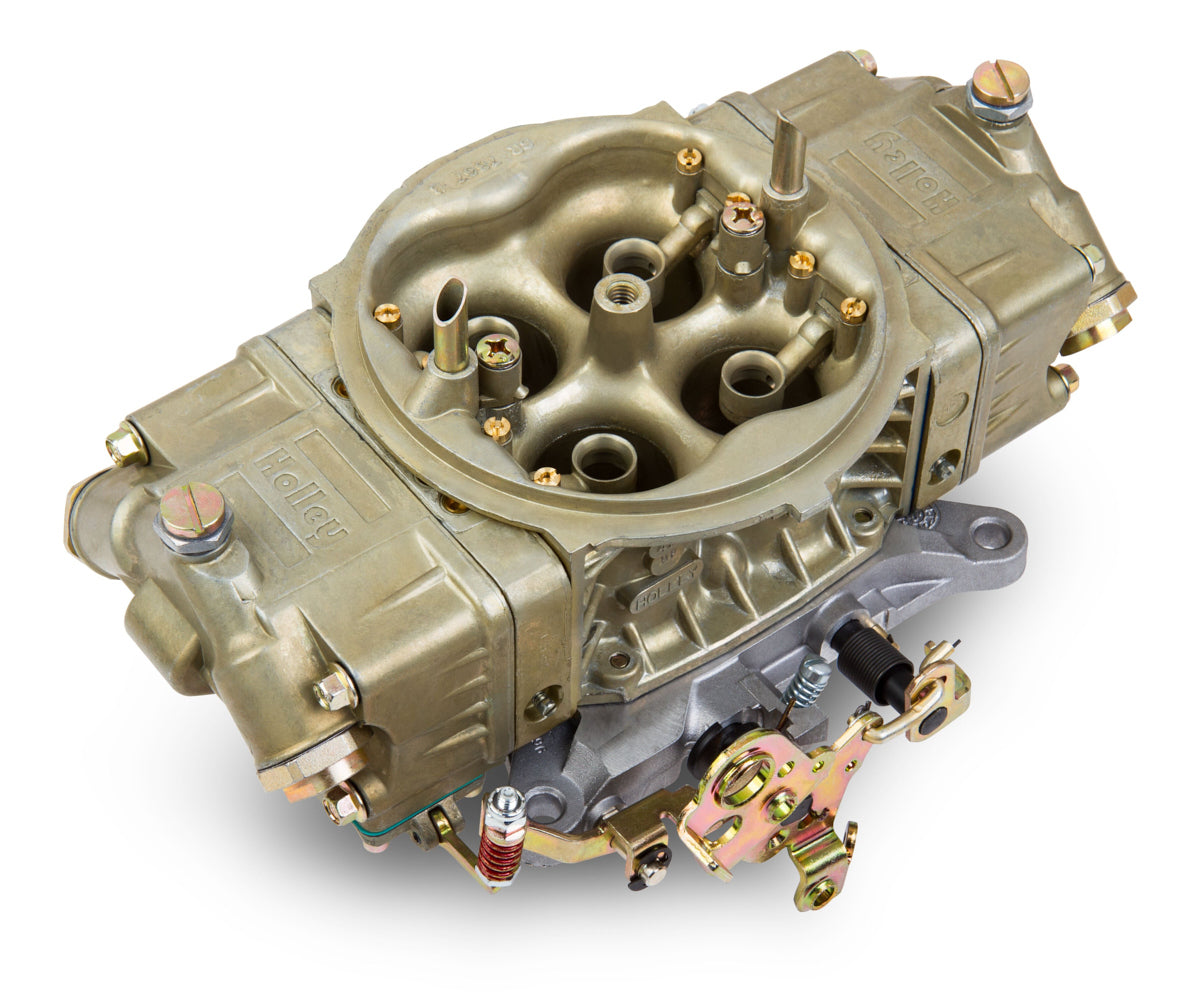 Holley 0-80496-2 950 CFM HP Aluminum Carburetor for V8 Engines, Model 4150, 4-Barrel, Square Bore, No Choke, Mechanical Secondary, Dual Inlet, Gold Chromate Finish