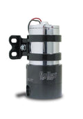 Holley 12-150 Billet Base Electric HP Fuel Pump with Regulator, In-Line, 140 GPH at 7 PSI, 3/8 Inch NPT Female Fittings, Black and Chrome Finish