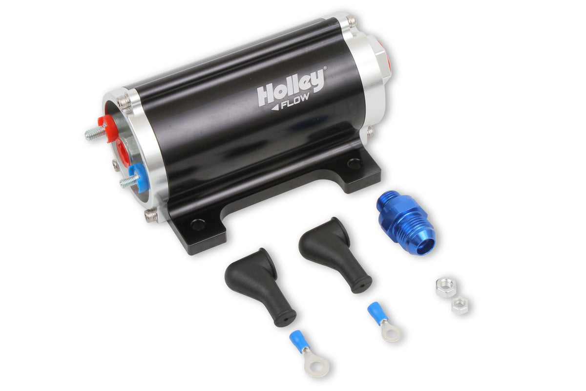 Holley 12-170 Billet Electric Inline Fuel Pump, 390 GPH at 8 PSI, Aluminum, Black Anodized