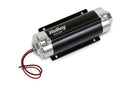 Holley 12-600 65 GPH In-Line Billet Electric Fuel Pump with 10 AN Female O-Ring Inlet and 8 AN Female O-Ring Outlet, Black and Chrome Finish